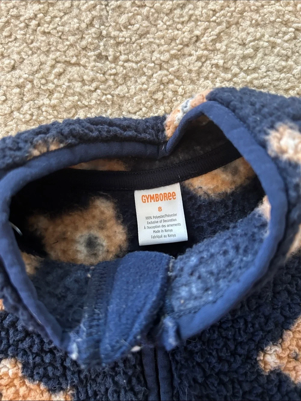 Gymboree Navy Fleece Pullover with Teddy Bear Pattern